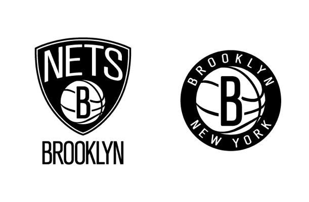 The two Brooklyn Nets logos. According to CNBC's Darren Rovell, the one at right will be on the court.